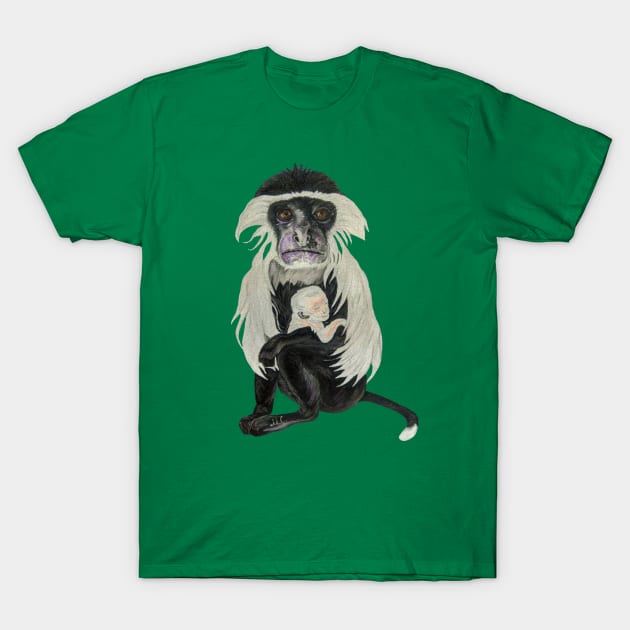 Colobus with the Sleeping Baby T-Shirt by mariasibireva